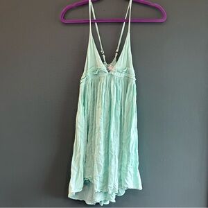 O'Neill Saltwater Solids Mint Green Crinkle Gauze Spaghetti Strap Cover Up Dress